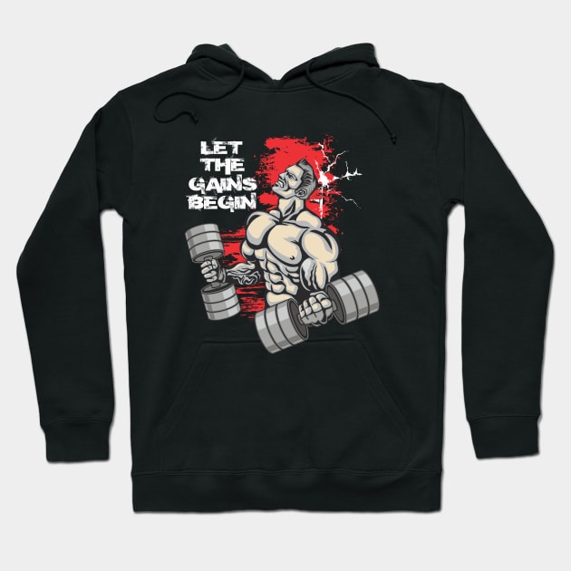 Let the gains begin - Crazy gains - Nothing beats the feeling of power that weightlifting, powerlifting and strength training it gives us! A beautiful vintage design representing body positivity! Hoodie by Crazy Collective